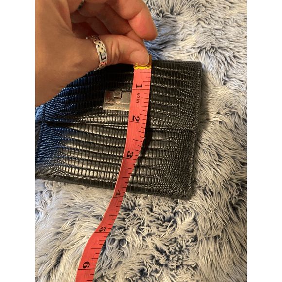 Salvatore Ferragamo Snakeskin Black Silver-Tone Hardware Tri-Fold Wallet MP $398 - Picture 15 of 15